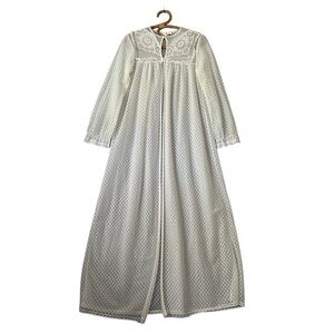 Vintage | White 1970's Sheer Polka Dot Robe Size M‎ Made in Poland